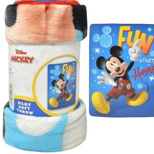 Disney Mickey Mouse Silky Soft Throw - Red, Blue, Black